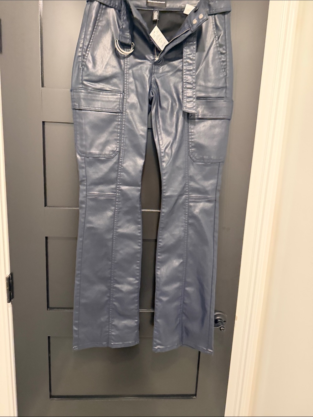 White House Black Market Coated High-Rise Navy Boot High Rise Pants